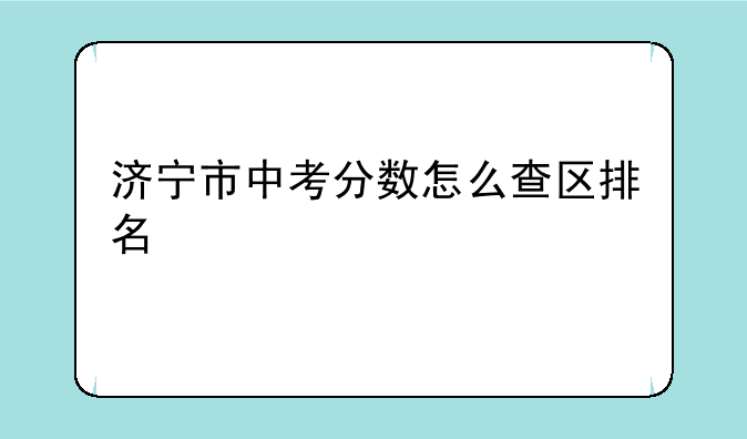 济宁市中考分数怎么查区排名