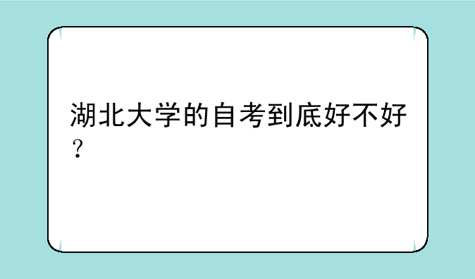 湖北大学的自考到底好不好？
