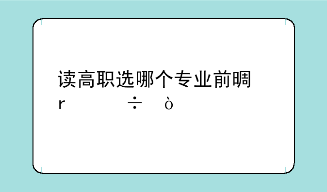 读高职选哪个专业前景最好？