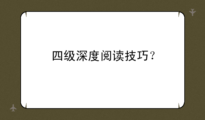 四级深度阅读技巧？
