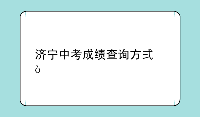济宁中考成绩查询方式？