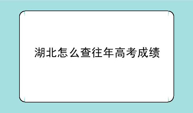湖北怎么查往年高考成绩