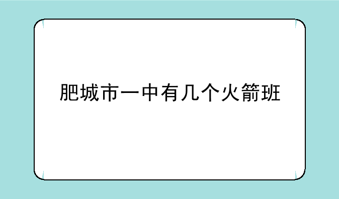肥城市一中有几个火箭班