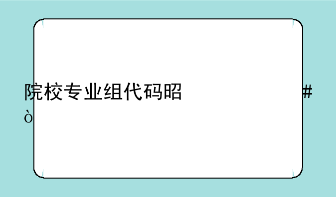 院校专业组代码是什么？
