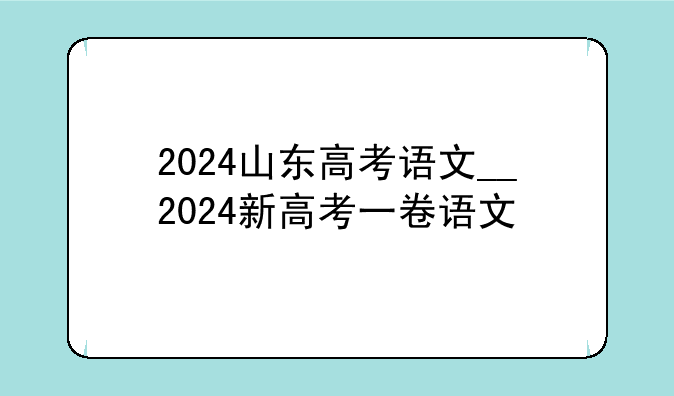 2024山东高考语文__2024新高考一卷语文