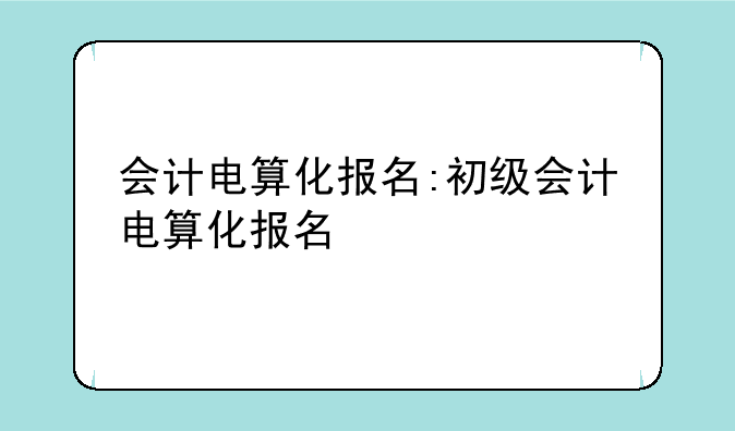 会计电算化报名:初级会计电算化报名